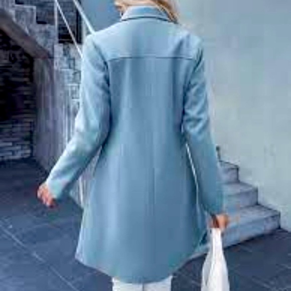 Women’s Double-breasted Wool Coat with Gold-tone Hardware Blue S - Picture 4 of 9